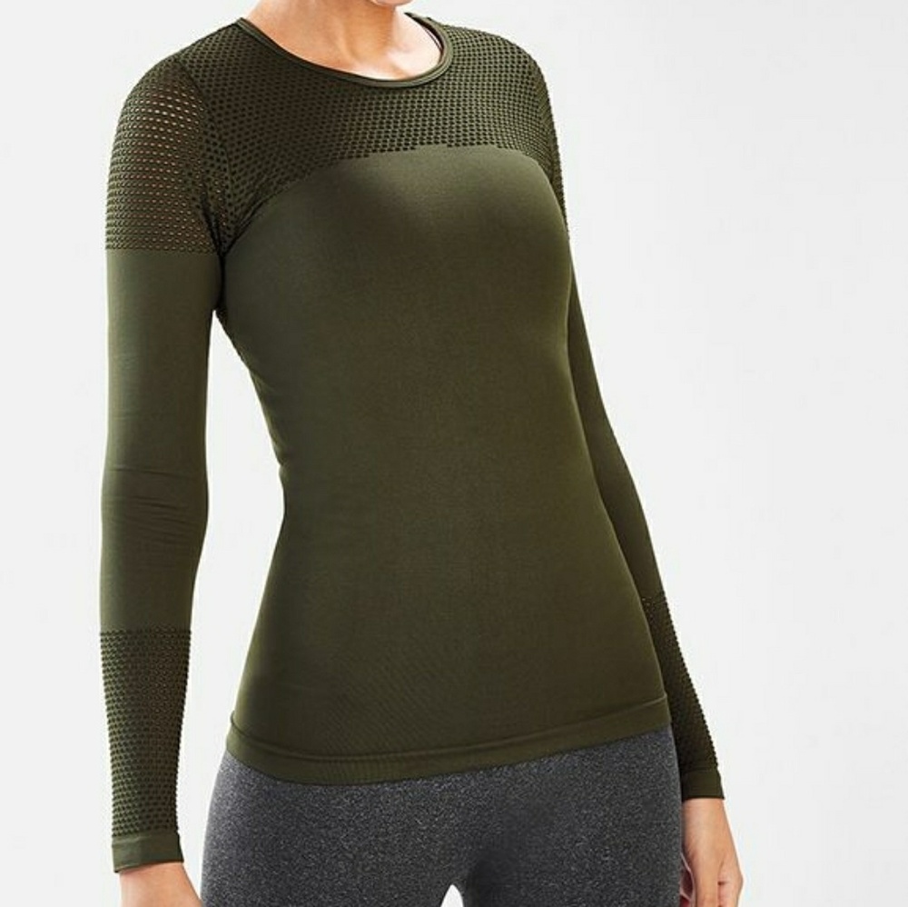 Fabletics musetta long sleeve seamless top green